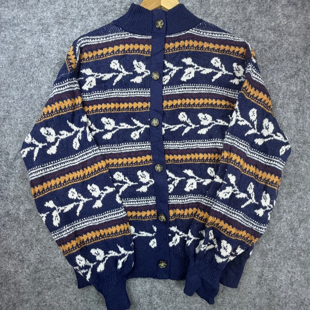 Vintage St. John’s Bay Cardigan Sweater Womens Large Blue Scandi Folksy Heritage
